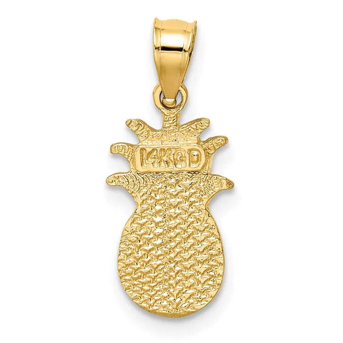 Necklaces 14K Brushed Diamondcut Pineapple Pendant TreasureFineJewelers