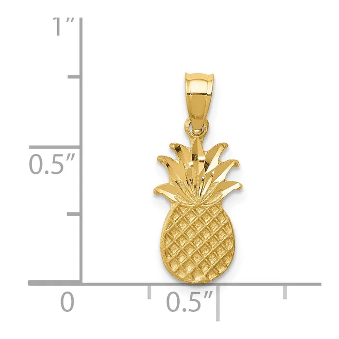 Necklaces 14K Brushed Diamondcut Pineapple Pendant TreasureFineJewelers