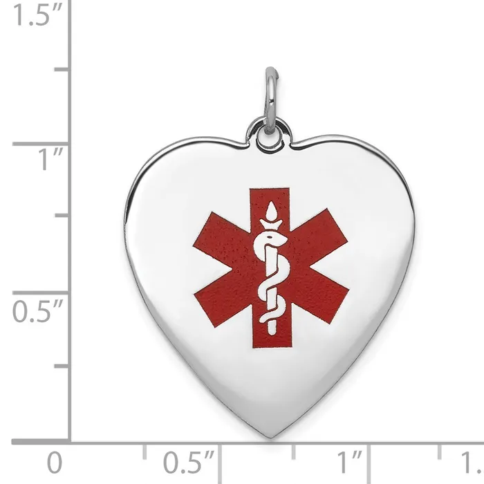 Necklaces 14k White Gold WG HeartShaped Enameled Medical Jewelry Pendant TreasureFineJewelers