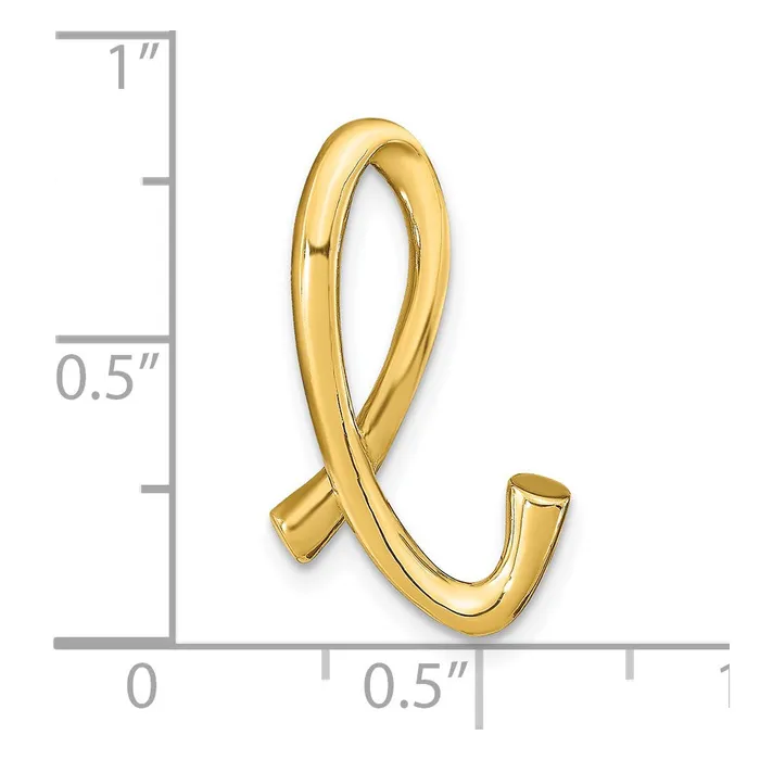 Necklaces 14k Yellow Gold Polished Letter L Initial Slide TreasureFineJewelers