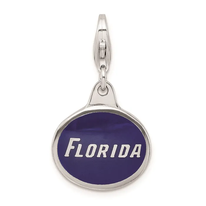 Necklaces Amore La Vita Sterling Silver Rhodiumplated Polished Enameled University of Florida Charm with Fancy Lobster Clasp TreasureFineJewelers Necklaces Amore La Vita Sterling Silver Rhodiumplated Polished Enameled University of Florida Charm with Fancy Lobster Clasp TreasureFineJewelers