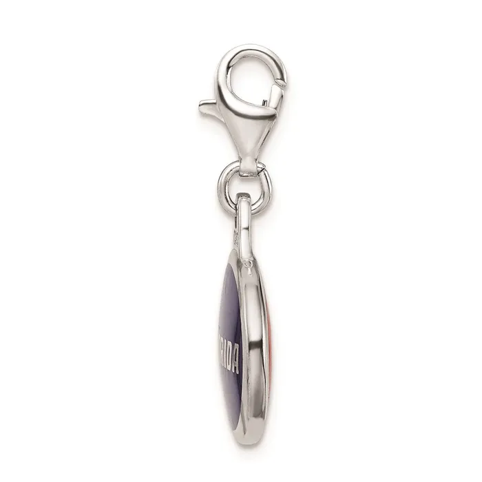 Necklaces Amore La Vita Sterling Silver Rhodiumplated Polished Enameled University of Florida Charm with Fancy Lobster Clasp TreasureFineJewelers