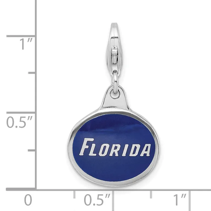 Necklaces Amore La Vita Sterling Silver Rhodiumplated Polished Enameled University of Florida Charm with Fancy Lobster Clasp TreasureFineJewelers