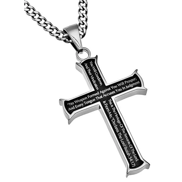 Necklaces Black Cross Necklace Isaiah 5417 Jewelry Christian Verse Thick Stainless Steel Curb Chain North Arrow Shop Necklaces Black Cross Necklace Isaiah 5417 Jewelry Christian Verse Thick Stainless Steel Curb Chain North Arrow Shop