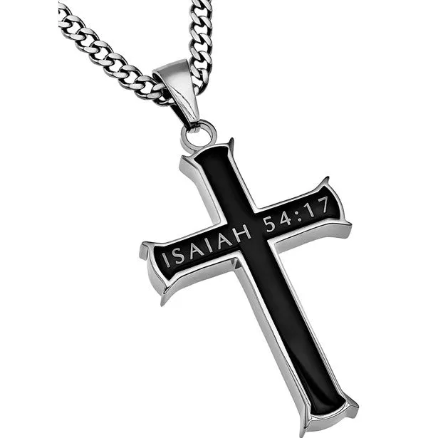 Necklaces Black Cross Necklace Isaiah 5417 Jewelry Christian Verse Thick Stainless Steel Curb Chain North Arrow Shop Necklaces Black Cross Necklace Isaiah 5417 Jewelry Christian Verse Thick Stainless Steel Curb Chain North Arrow Shop