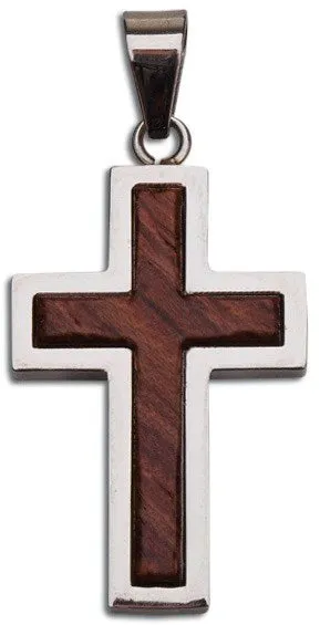 Necklaces Catholic Gifts Canada Stainless Steel Wood Cross Necklace