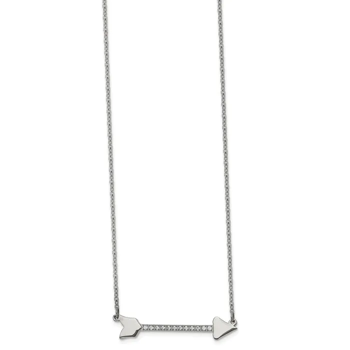 Necklaces Stainless Steel Polished wCZ Arrow 175in Necklace TreasureFineJewelers Necklaces Stainless Steel Polished wCZ Arrow 175in Necklace TreasureFineJewelers