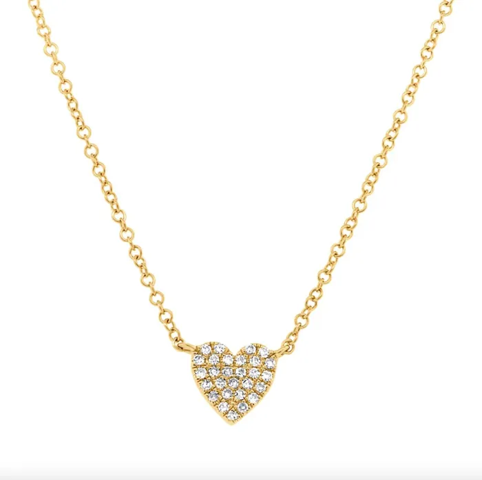 Necklaces Stephanie Gottlieb Mini Pave Heart Rose Gold Necklace Stephanie Gottlieb