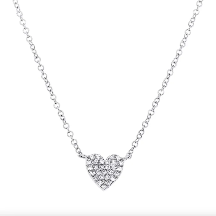 Necklaces Stephanie Gottlieb Mini Pave Heart Rose Gold Necklace Stephanie Gottlieb