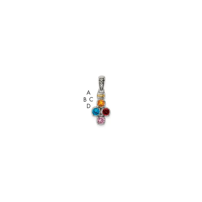 Necklaces Sterling Silver 14k Fourstone and Diamond Mothers Pendant TreasureFineJewelers Necklaces Sterling Silver 14k Fourstone and Diamond Mothers Pendant TreasureFineJewelers
