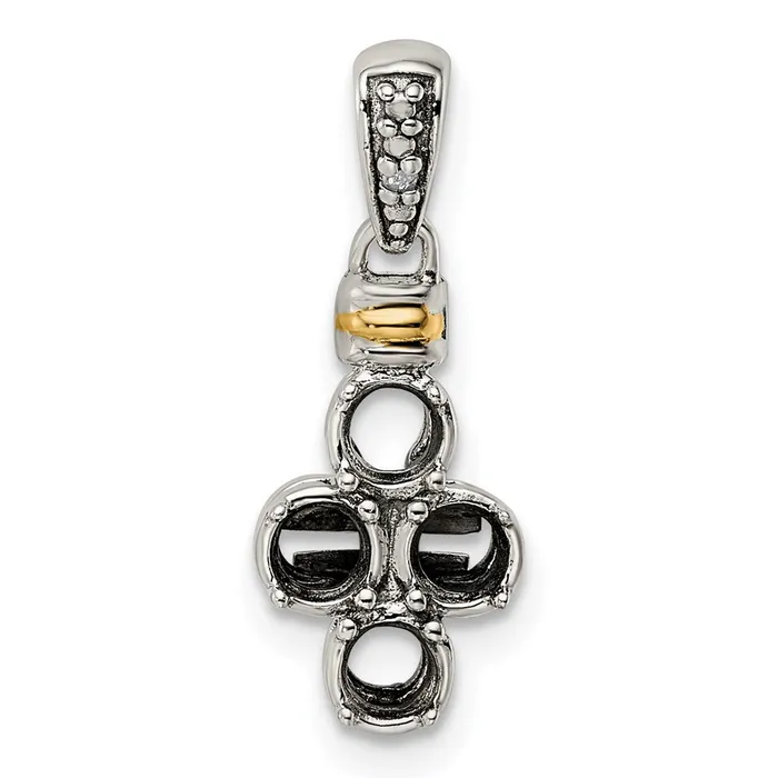 Necklaces Sterling Silver 14k Fourstone and Diamond Mothers Pendant TreasureFineJewelers