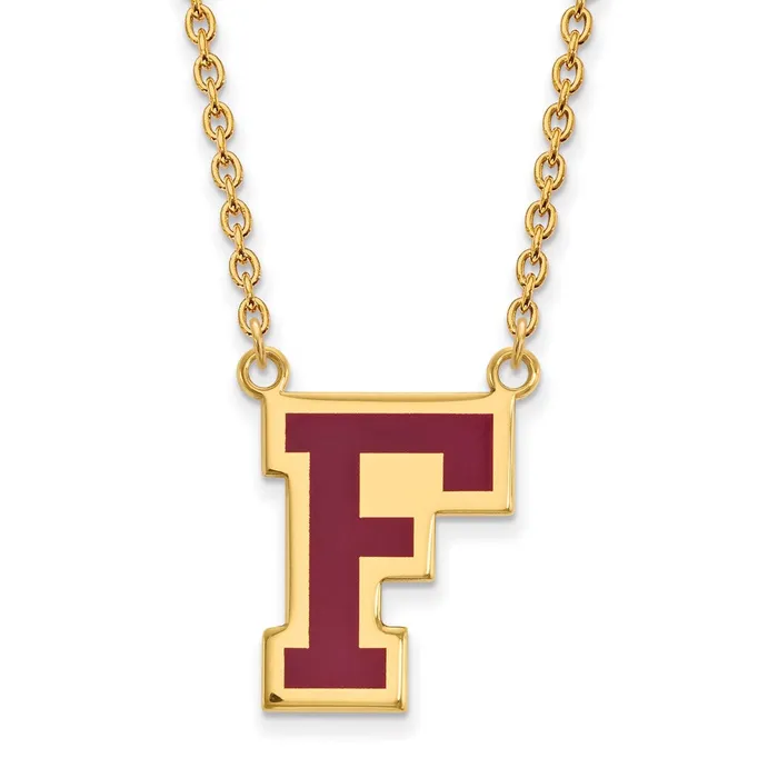 Necklaces Sterling Silver Goldplated Fordham University Letter F Large Enameled Pendant 18 inch Necklace TreasureFineJewelers Necklaces Sterling Silver Goldplated Fordham University Letter F Large Enameled Pendant 18 inch Necklace TreasureFineJewelers