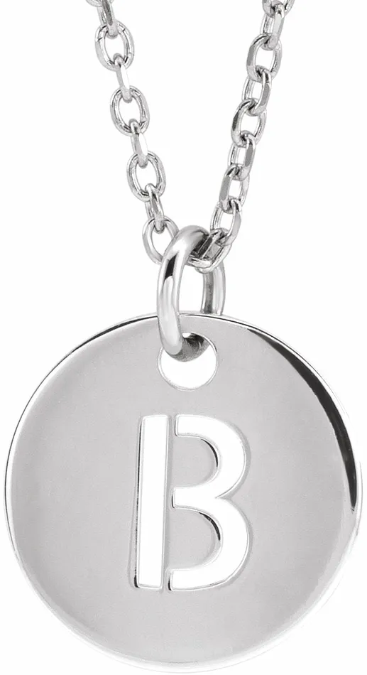 Necklaces Sterling Silver Initial B 10 mm Disc 1618 Necklace TreasureFineJewelers Necklaces Sterling Silver Initial B 10 mm Disc 1618 Necklace TreasureFineJewelers