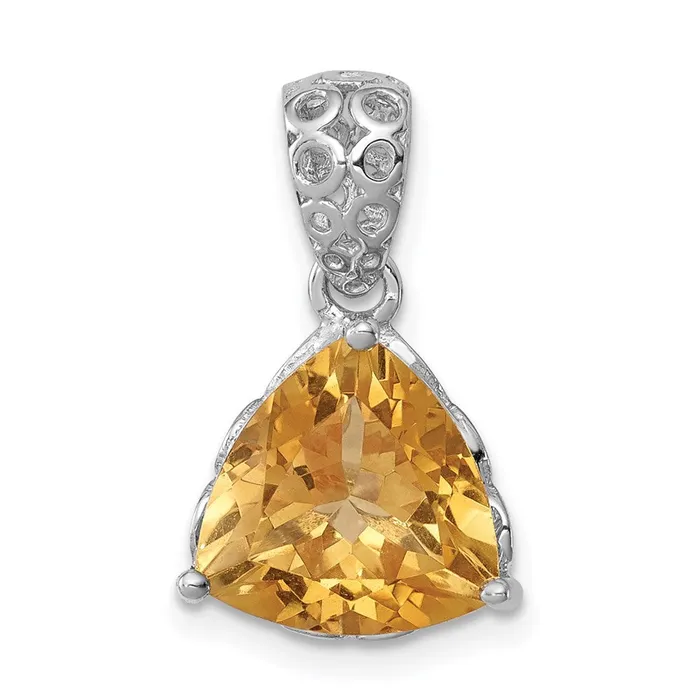 Necklaces Sterling Silver Rhodiumplated Citrine Pendant TreasureFineJewelers Necklaces Sterling Silver Rhodiumplated Citrine Pendant TreasureFineJewelers