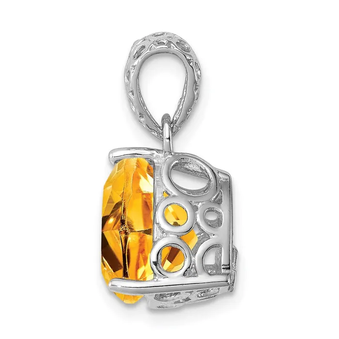Necklaces Sterling Silver Rhodiumplated Citrine Pendant TreasureFineJewelers