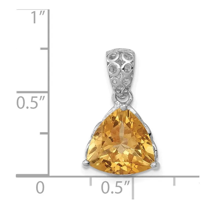 Necklaces Sterling Silver Rhodiumplated Citrine Pendant TreasureFineJewelers