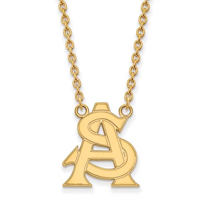 Necklaces TreasureFineJewelers 10k Gold Arizona State University Large Pendant Necklace Necklaces TreasureFineJewelers 10k Gold Arizona State University Large Pendant Necklace