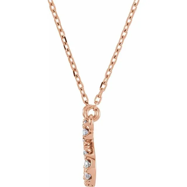 Necklaces TreasureFineJewelers 14K Rose Gold 16 CTW Natural Diamond Initial S 16 Necklace