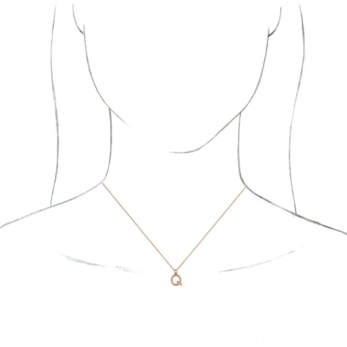 Necklaces TreasureFineJewelers 14K Rose Gold Initial Q Dangle 18 Necklace