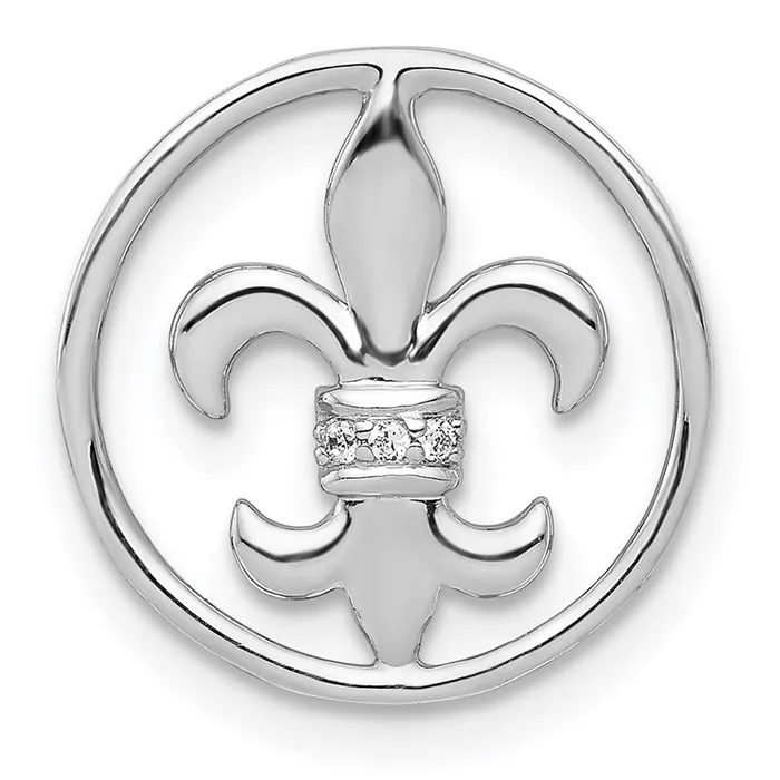 Necklaces TreasureFineJewelers 14k White Gold 01ct Diamond Fleur De Lis Chain Slide Necklaces TreasureFineJewelers 14k White Gold 01ct Diamond Fleur De Lis Chain Slide
