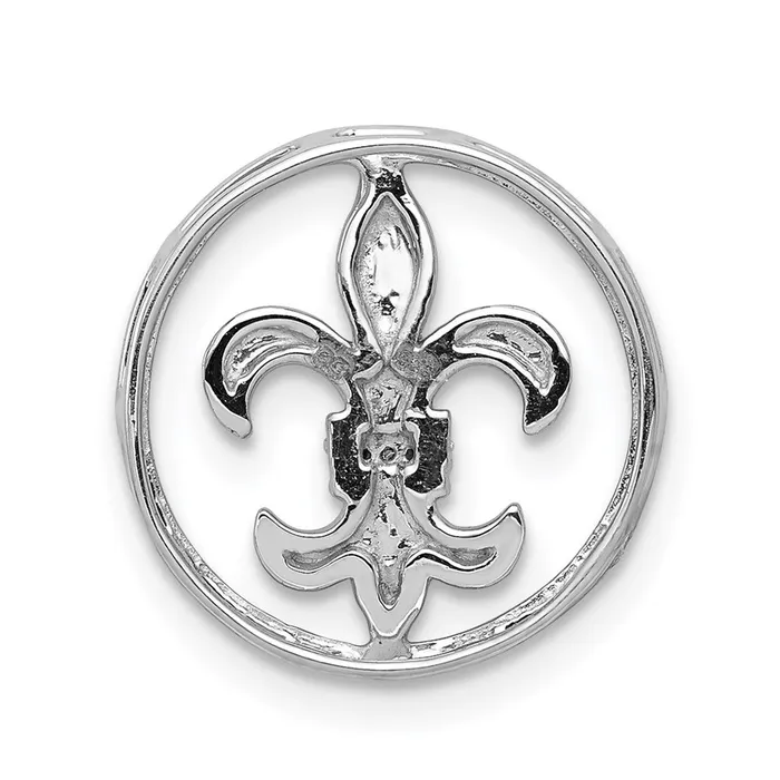 Necklaces TreasureFineJewelers 14k White Gold 01ct Diamond Fleur De Lis Chain Slide