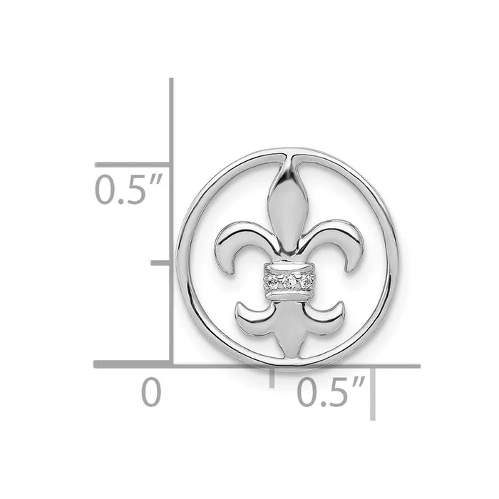 Necklaces TreasureFineJewelers 14k White Gold 01ct Diamond Fleur De Lis Chain Slide