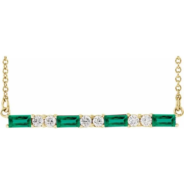 Necklaces TreasureFineJewelers 14K Yellow Emerald 15 CTW Diamond Bar 1618 Necklace Necklaces TreasureFineJewelers 14K Yellow Emerald 15 CTW Diamond Bar 1618 Necklace