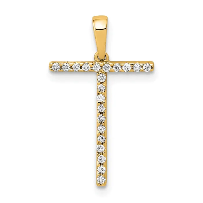 Necklaces TreasureFineJewelers 14k Yellow Gold Diamond Letter T Initial Pendant Necklaces TreasureFineJewelers 14k Yellow Gold Diamond Letter T Initial Pendant