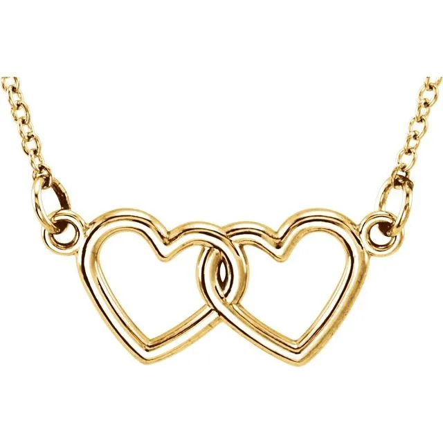 Necklaces TreasureFineJewelers 18K Yellow Vermeil Vermeil Double Heart 1618 Necklace Necklaces TreasureFineJewelers 18K Yellow Vermeil Vermeil Double Heart 1618 Necklace