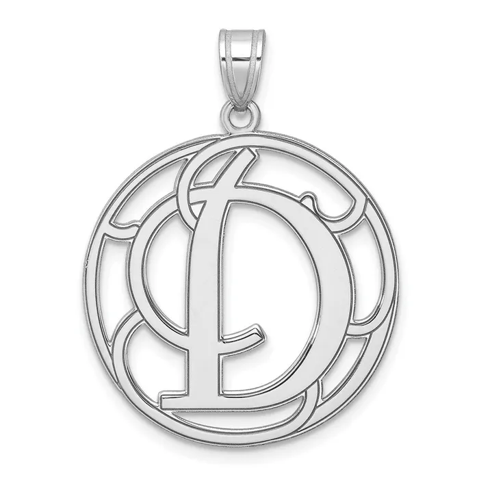 Necklaces TreasureFineJewelers Large Sterling Silver Rhodiumplated Fancy Script Letter D Initial Pendant Necklaces TreasureFineJewelers Large Sterling Silver Rhodiumplated Fancy Script Letter D Initial Pendant