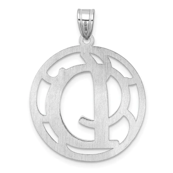 Necklaces TreasureFineJewelers Large Sterling Silver Rhodiumplated Fancy Script Letter D Initial Pendant