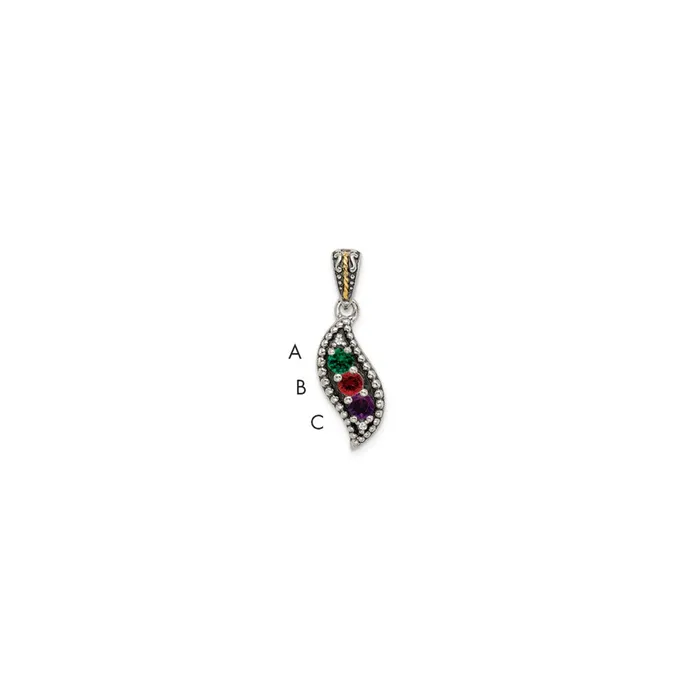 Necklaces TreasureFineJewelers Sterling Silver 14k Threestone and Diamond Mothers Pendant Necklaces TreasureFineJewelers Sterling Silver 14k Threestone and Diamond Mothers Pendant