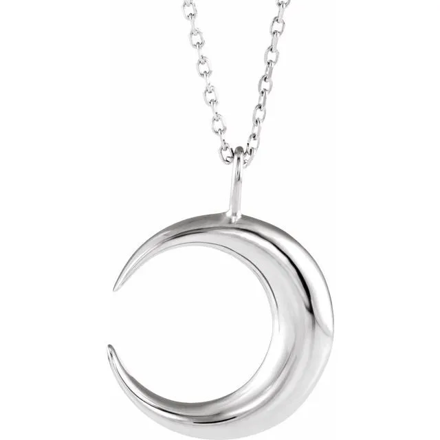 Necklaces TreasureFineJewelers Sterling Silver Crescent Moon 1618 Necklace Necklaces TreasureFineJewelers Sterling Silver Crescent Moon 1618 Necklace