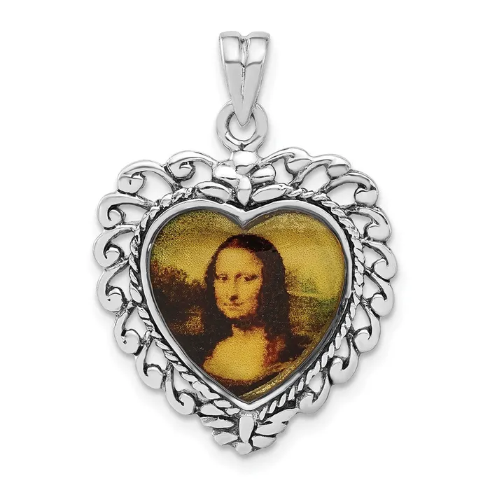 Necklaces TreasureFineJewelers Sterling Silver Enameled Mona Lisa Pendant