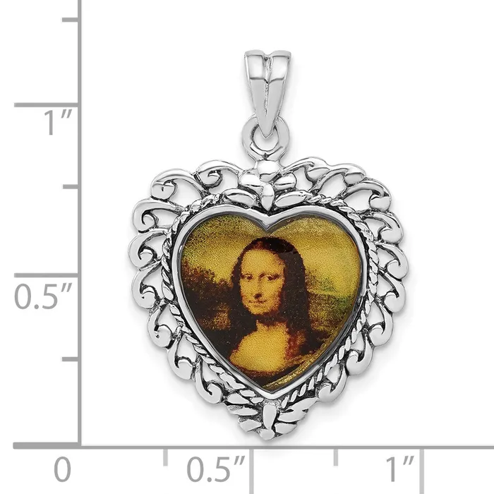Necklaces TreasureFineJewelers Sterling Silver Enameled Mona Lisa Pendant