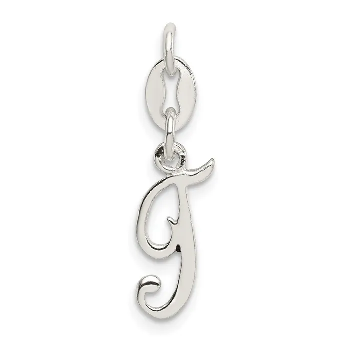 Necklaces TreasureFineJewelers Sterling Silver Letter T Initial Charm
