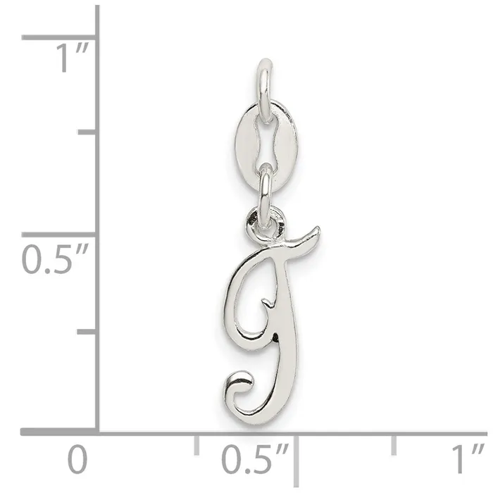 Necklaces TreasureFineJewelers Sterling Silver Letter T Initial Charm