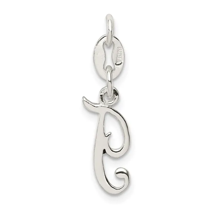 Necklaces TreasureFineJewelers Sterling Silver Letter T Initial Charm
