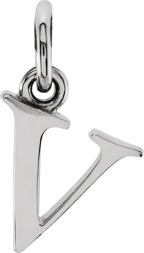 Necklaces TreasureFineJewelers Sterling Silver Lowercase Initial v 16 Necklace Necklaces TreasureFineJewelers Sterling Silver Lowercase Initial v 16 Necklace