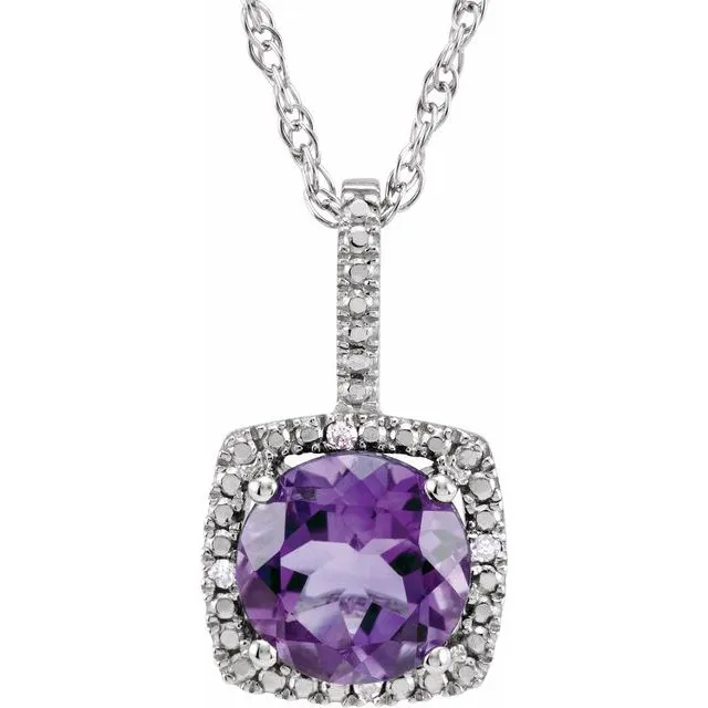 Necklaces TreasureFineJewelers Sterling Silver Natural Amethyst 015 CTW Natural Diamond 18 Necklace Necklaces TreasureFineJewelers Sterling Silver Natural Amethyst 015 CTW Natural Diamond 18 Necklace