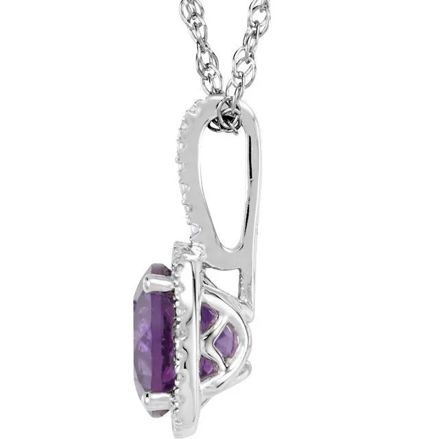 Necklaces TreasureFineJewelers Sterling Silver Natural Amethyst 015 CTW Natural Diamond 18 Necklace