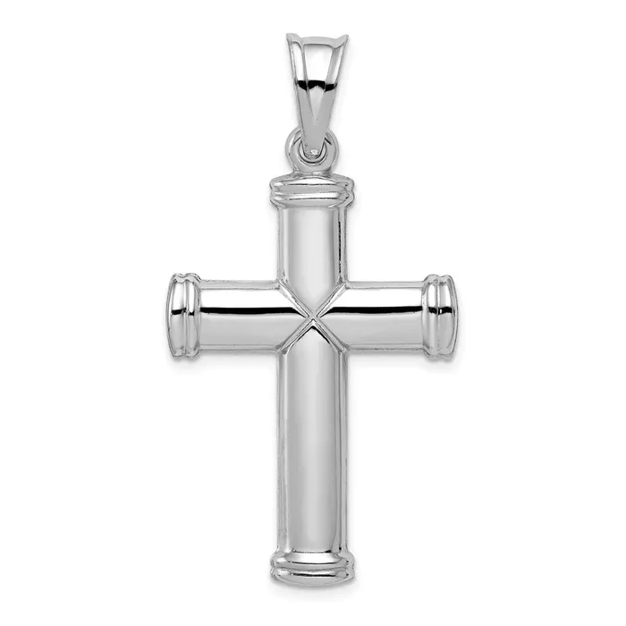 Necklaces TreasureFineJewelers Sterling Silver Rhodiumplated Hollow Reversible Cross Pendant Necklaces TreasureFineJewelers Sterling Silver Rhodiumplated Hollow Reversible Cross Pendant