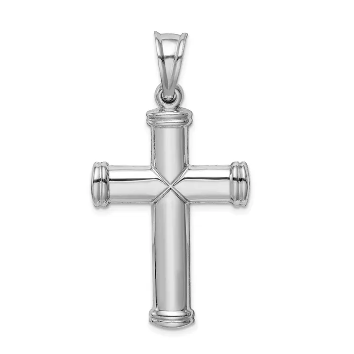 Necklaces TreasureFineJewelers Sterling Silver Rhodiumplated Hollow Reversible Cross Pendant