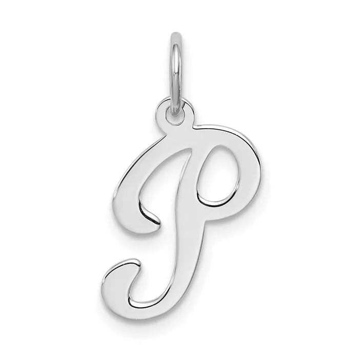 Necklaces TreasureFineJewelers Sterling Silver Rhodiumplated Stamped Letter P Initial Charm Necklaces TreasureFineJewelers Sterling Silver Rhodiumplated Stamped Letter P Initial Charm