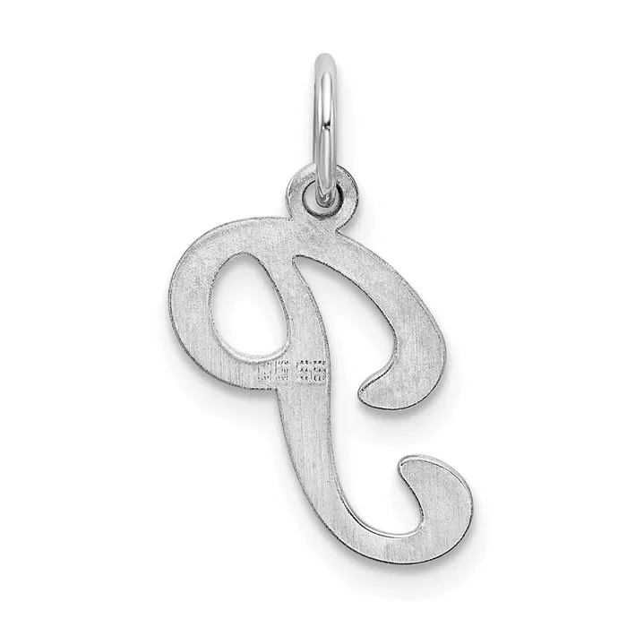 Necklaces TreasureFineJewelers Sterling Silver Rhodiumplated Stamped Letter P Initial Charm