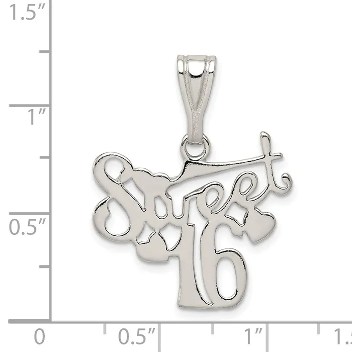 Necklaces TreasureFineJewelers Sterling Silver Sweet 16 Pendant