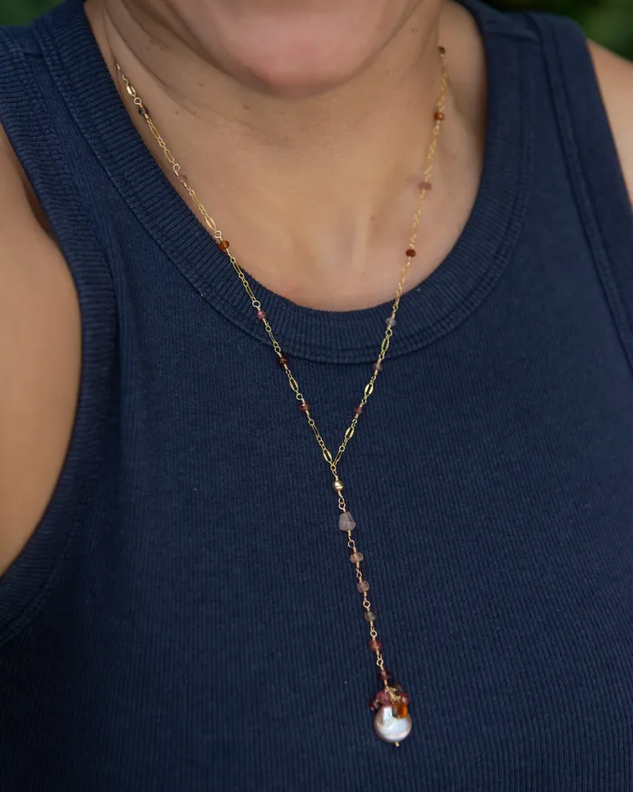 Necklaces Vida Jewelry Designs Spinel Pearl Y Necklace