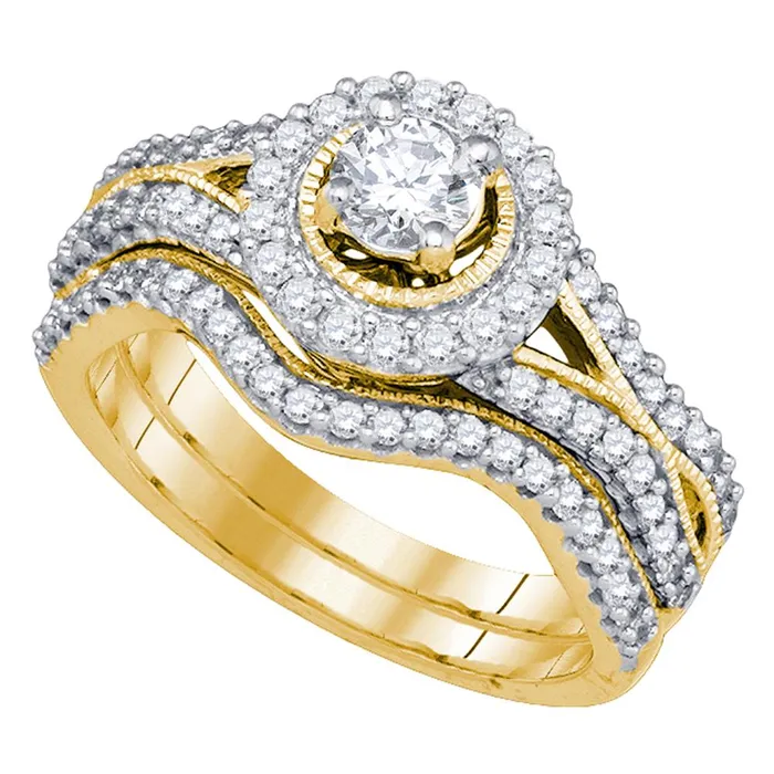 North Arrow Shop 14kt yellow gold womens round diamond bridal wedding engagement ring band set 100 cttw81172 Rings North Arrow Shop 14kt yellow gold womens round diamond bridal wedding engagement ring band set 100 cttw81172 Rings