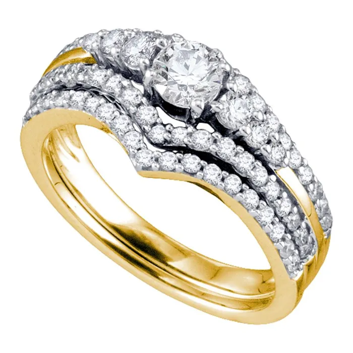 North Arrow Shop 14kt yellow gold womens round diamond chevron bridal wedding engagement ring band set 100 cttw73568 Rings North Arrow Shop 14kt yellow gold womens round diamond chevron bridal wedding engagement ring band set 100 cttw73568 Rings