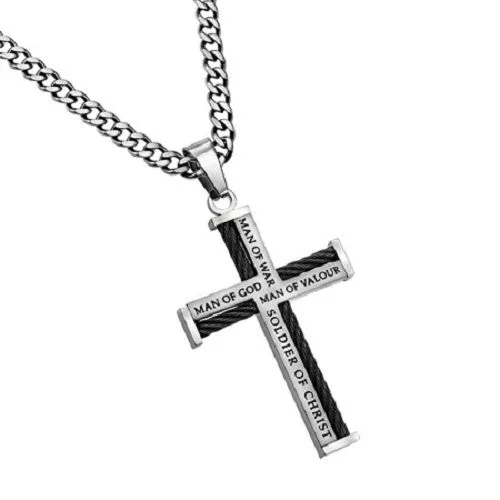 North Arrow Shop Necklaces Man of Valour Cable Cross Necklace Stainless Steel Curb Chain North Arrow Shop Necklaces Man of Valour Cable Cross Necklace Stainless Steel Curb Chain